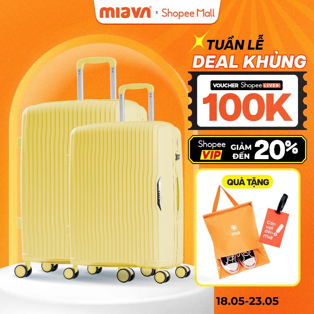 [COMBO SIÊU HỜI] Vali Kéo MIA Du Lịch Larita ROTA - Size 20/24/28, Nhựa PP Hạn Chế Bể Vỡ, Khoá TSA B