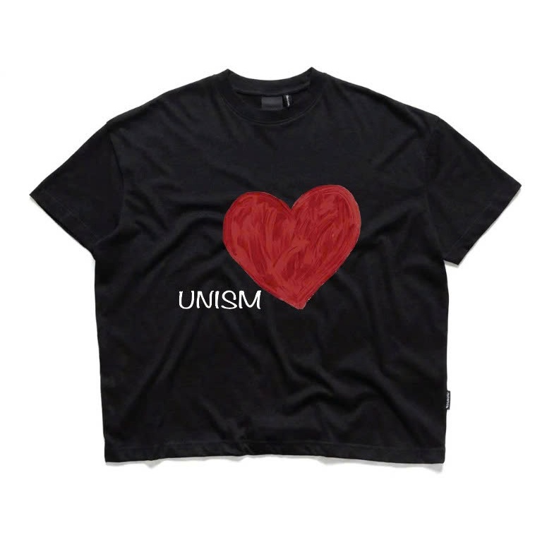 "UNISM" ÁO UNISM RED HEART TEE - BASIC RED HEART T-SHIRT / BLACK
