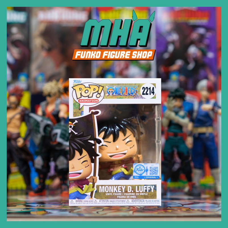 Chính Hãng Funko Pop Anime - One Piece : Mô Hình Monkey D. Luffy with Flag #2214 Tem QR Exclusive