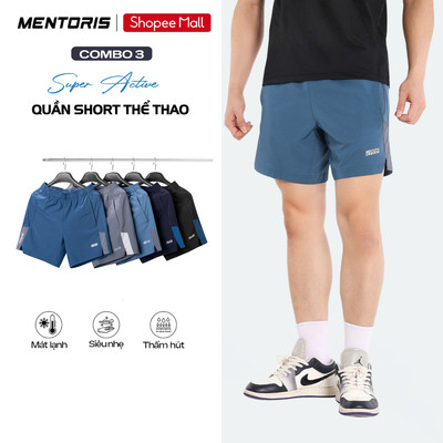 COMBO 3 Quần Đùi Chạy Bộ MENTORIS Vải Gió Thoáng Khí, Form Thể Thao, Vận Động Thoải Mái CB3.MASA25S011