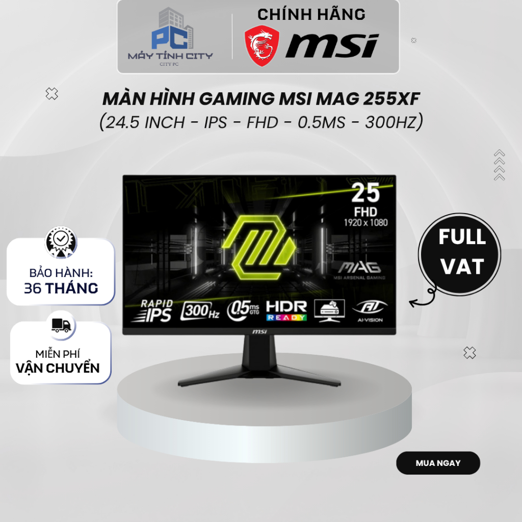 Màn Hình Gaming MSI MAG 255XF (24.5 inch - IPS - FHD - 0.5ms - 300Hz) - Hàng chính hãng