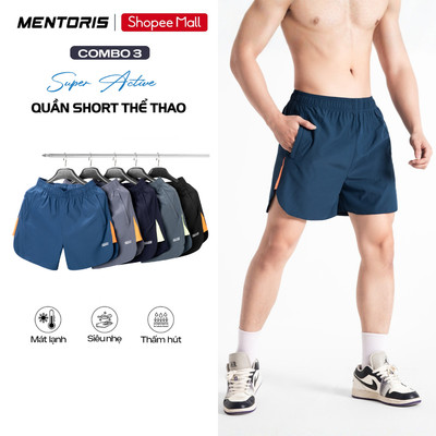 COMBO 3 Quần Short Nam MENTORIS,Quần Đùi Chạy Bộ Vải Gió Thoáng Khí,Thiết Kế Thể Thao CB3.MASA25S001