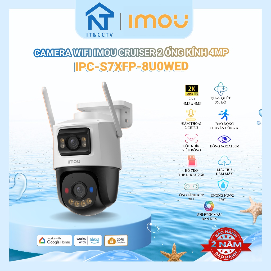 Camera IMOU Cruiser Dual 2 Pro IPC-S7XFP-8U0WED – Camera Ngoài Trời 8MP Dual Lens, PT 360°