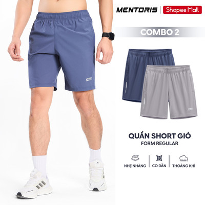 COMBO 2 Quần Đùi Nam MENTORIS, Quần Short Gió Mềm Nhẹ,Form Vừa Vặn,Cạp Chun Linh Hoạt CB2.MASR25S001