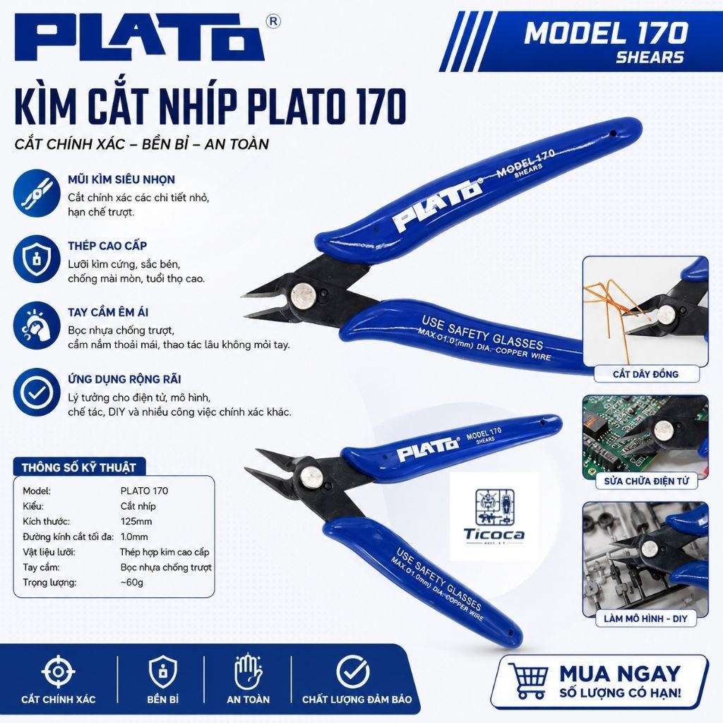 Kìm Cắt Mô Hình PLATO 170 – Kìm Cắt Runner Gundam, Model Kit, DIY Chính Xác