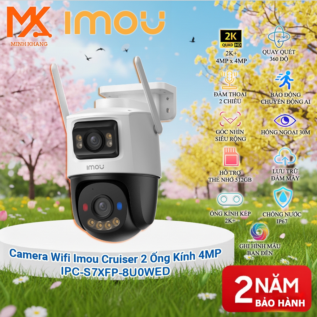 Camera IMOU Cruiser Dual 2 Pro 8MP IPC-S7XFP-8U0WED– Camera Ngoài Trời Quay Quét, Dual Lens, Đàm Tho