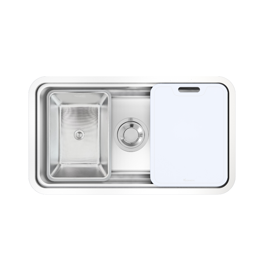 Chậu Rửa Bát 1 Hố Konox Dekor 8347SU Hạ Bậc Bề Mặt Dập Hạt Chống Xước Inox 304 Chính Hãng - Dương Gi