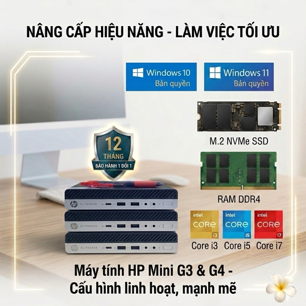 Máy tính  PC  Mini  HP (có wifi/bluetooth) Cpu core i3 6100T,7100T, i5 6500T,i5 7500T,i7 6700T,i5 85