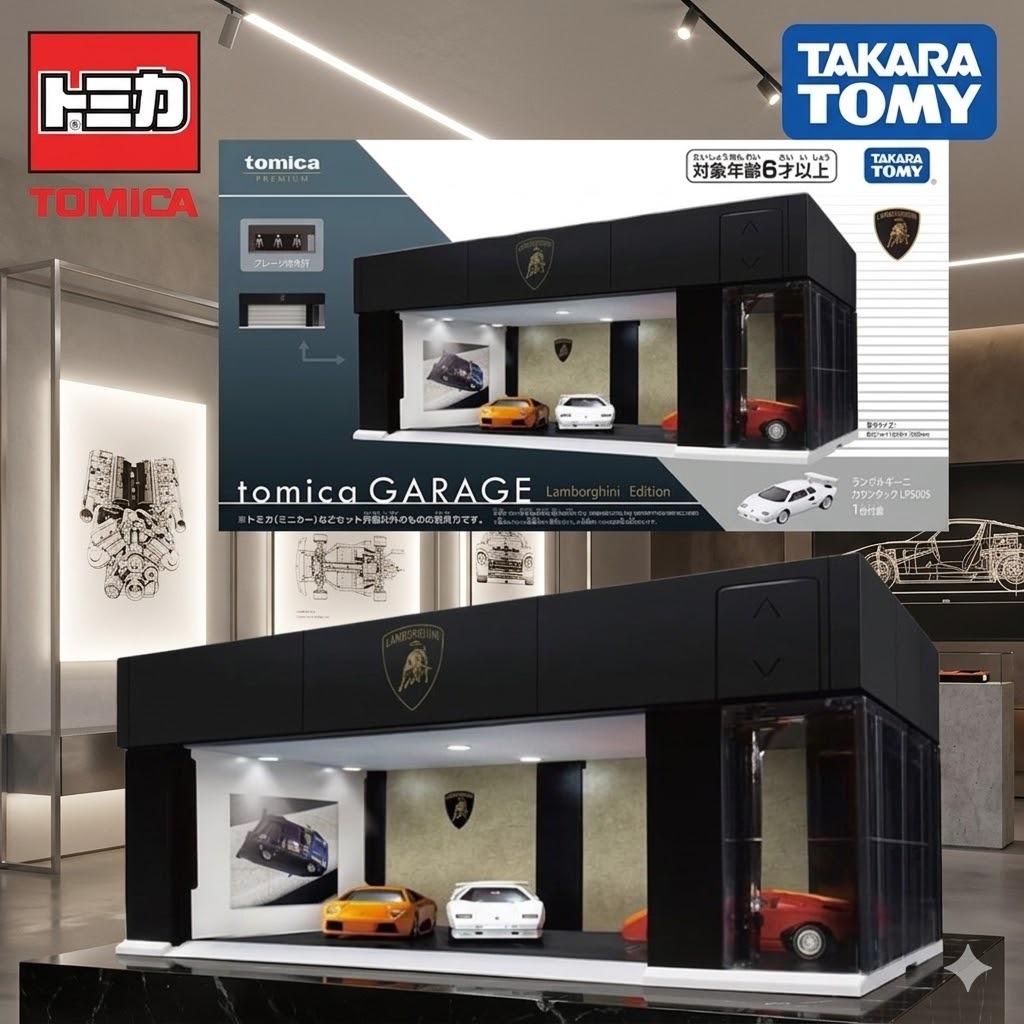 Mô Hình Tomica Garage Lamborghini Edition Mô Hình Garage Trưng Bày 1:64 Chính Hãng