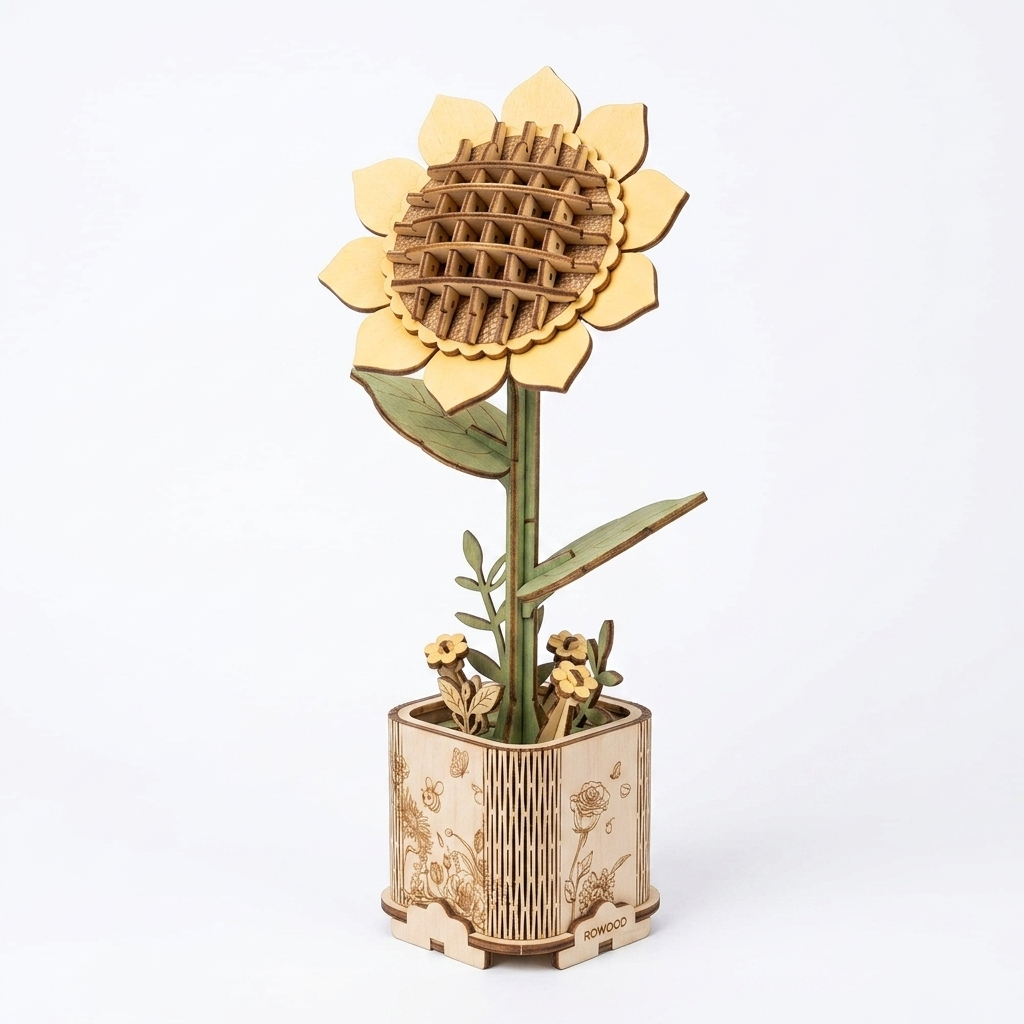 Mô Hình Lắp Ráp 3D BẰNG GỖ ROWOOD HOA HƯỚNG DƯƠNG - WOODEN BLOOM CRAFT