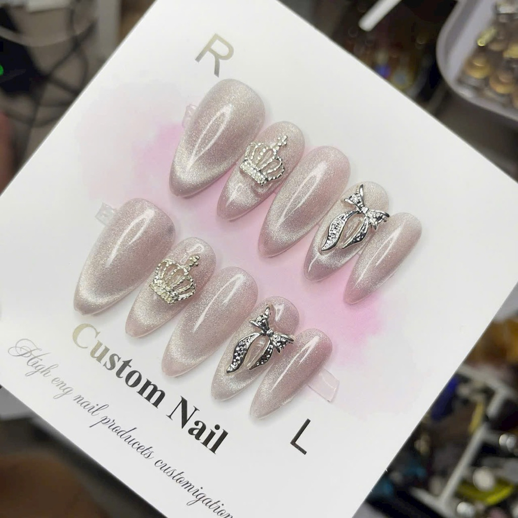 Nali Box- Móng Giả Handmade Mắt Mèo Kim Cương Đính Charm Cực Xinh Blinh Blinh Style HQ