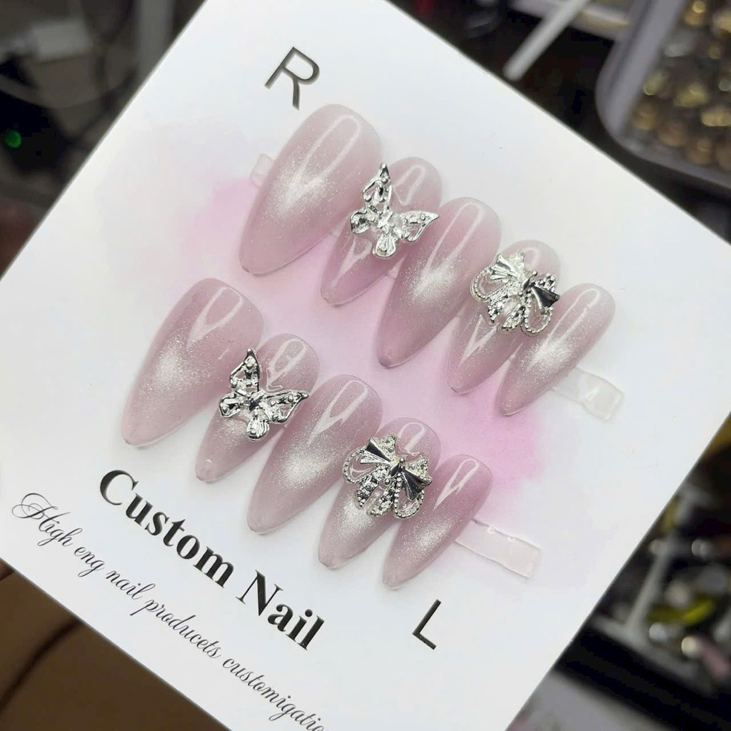 Nali Box- Móng Giả Handmade Mắt Mèo Kim Cương Đính Charm Cực Xinh Blinh Blinh Style HQ