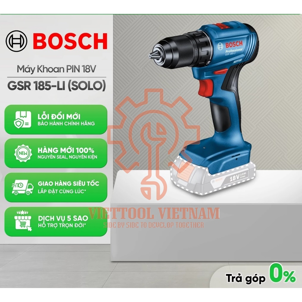 Máy khoan vặn vít dùng pin. Model: GSR 185 LI. Hãng: Bosch