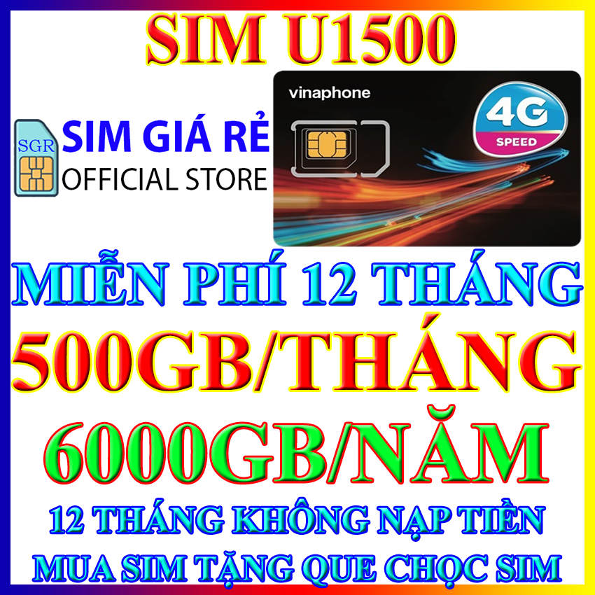 Sim 4G 5G Vinaphone trọn gói 1 năm U1500, BIG50Y, FHAPPY, TD49, D500, 12SODA - Shop sim giá rẻ