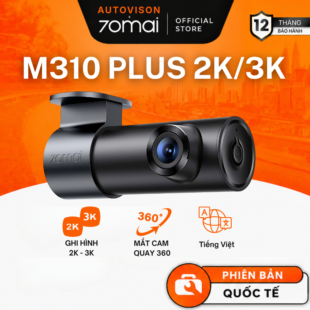 Camera hành trình 70mai M310 PLUS [TẶNG Dụng Cụ Lắp Đặt]  - Phiên bản quốc tế, hỗ trợ tiếng Việt, Gh