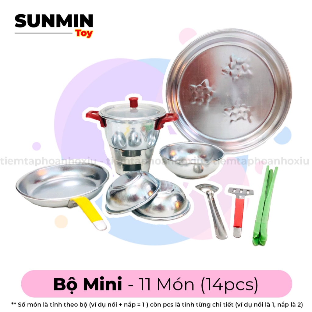 Bộ Đồ Chơi Nấu Ăn Bằng Nhôm Mini Nấu Ăn Được Thật Cho Bé Đồ Chơi Nấu Ăn Inox Nhiều Dụng Cụ Sử Dụng N