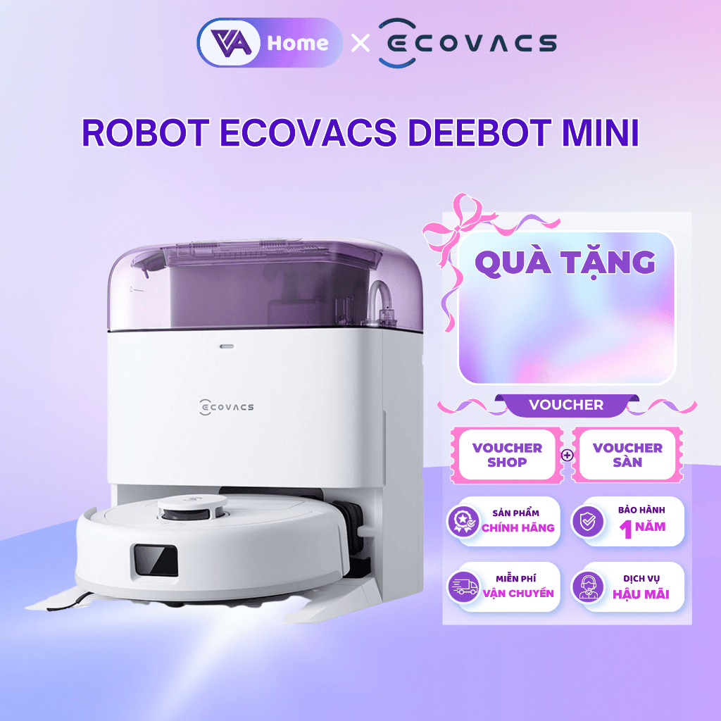 [ECOVACS] Robot hút bụi thông minh Ecovacs Deebot Mini - Lực hút 9000Pa - Pin 3200mAh - Bh 12 tháng