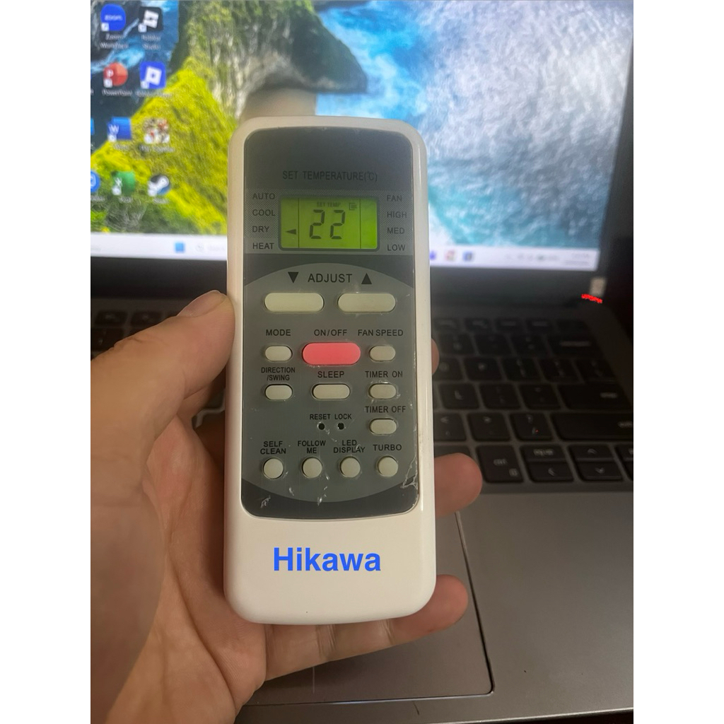 Điều khiển remote điều hoà Hikawa 2 chiều hàng xịn có đèn màn hình+pin