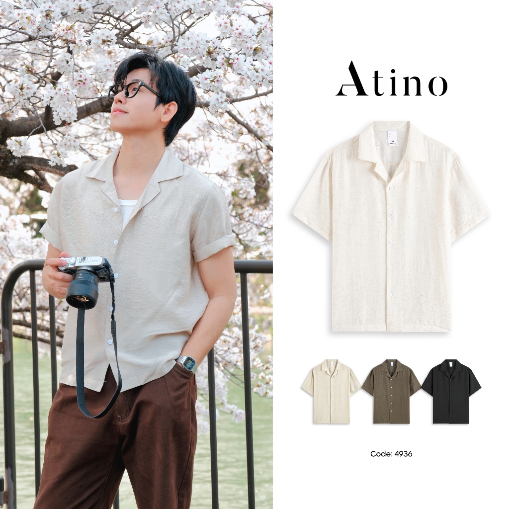 Áo Sơ Mi Nam Tay Ngắn ATINO Chất Vải Rayon Cao Cấp Mềm Mại Thoáng Mát L.4.4936