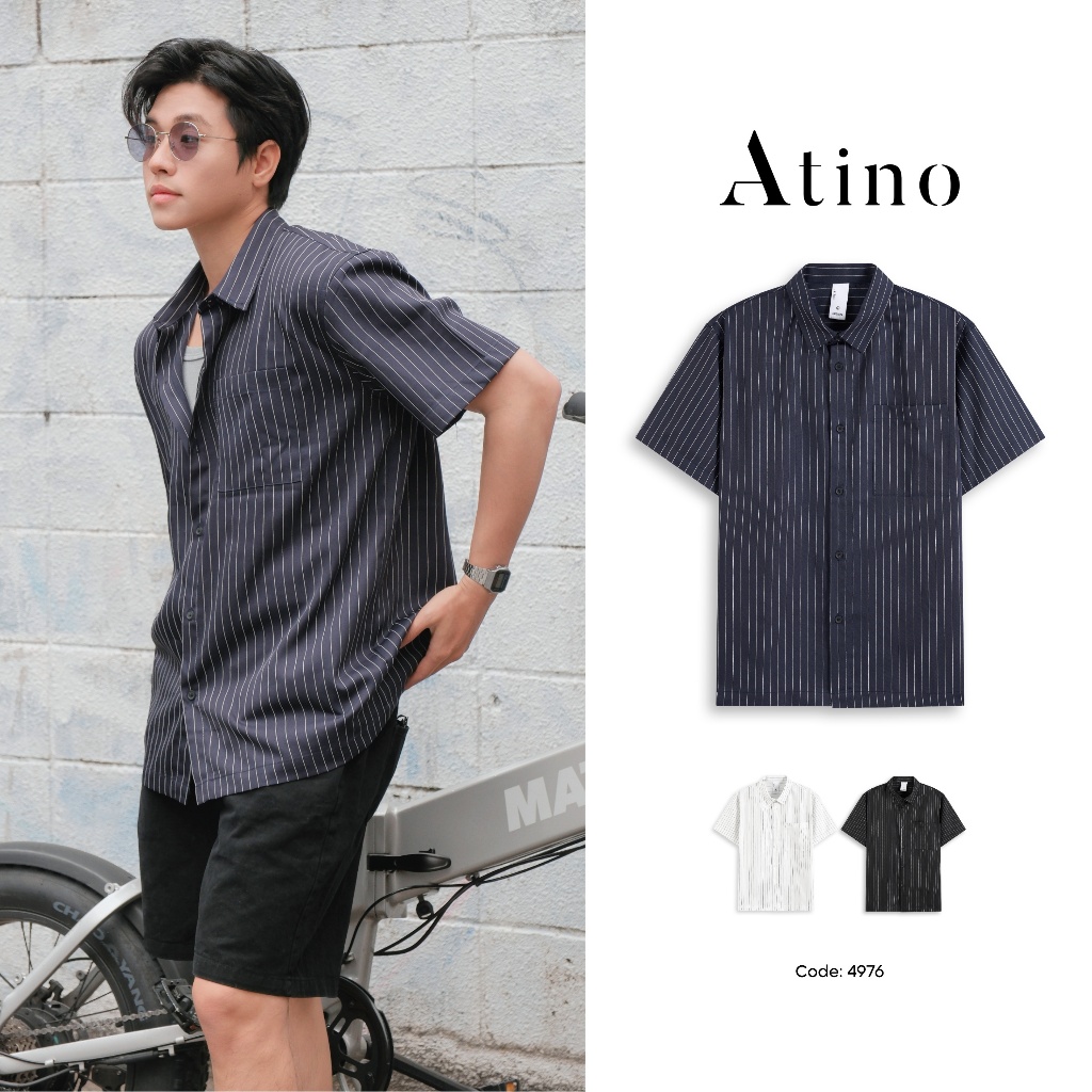 Áo Sơ Mi Tay Ngắn ATINO Kẻ Sọc Form Regular Trẻ Trung Năng Động L.3.4976