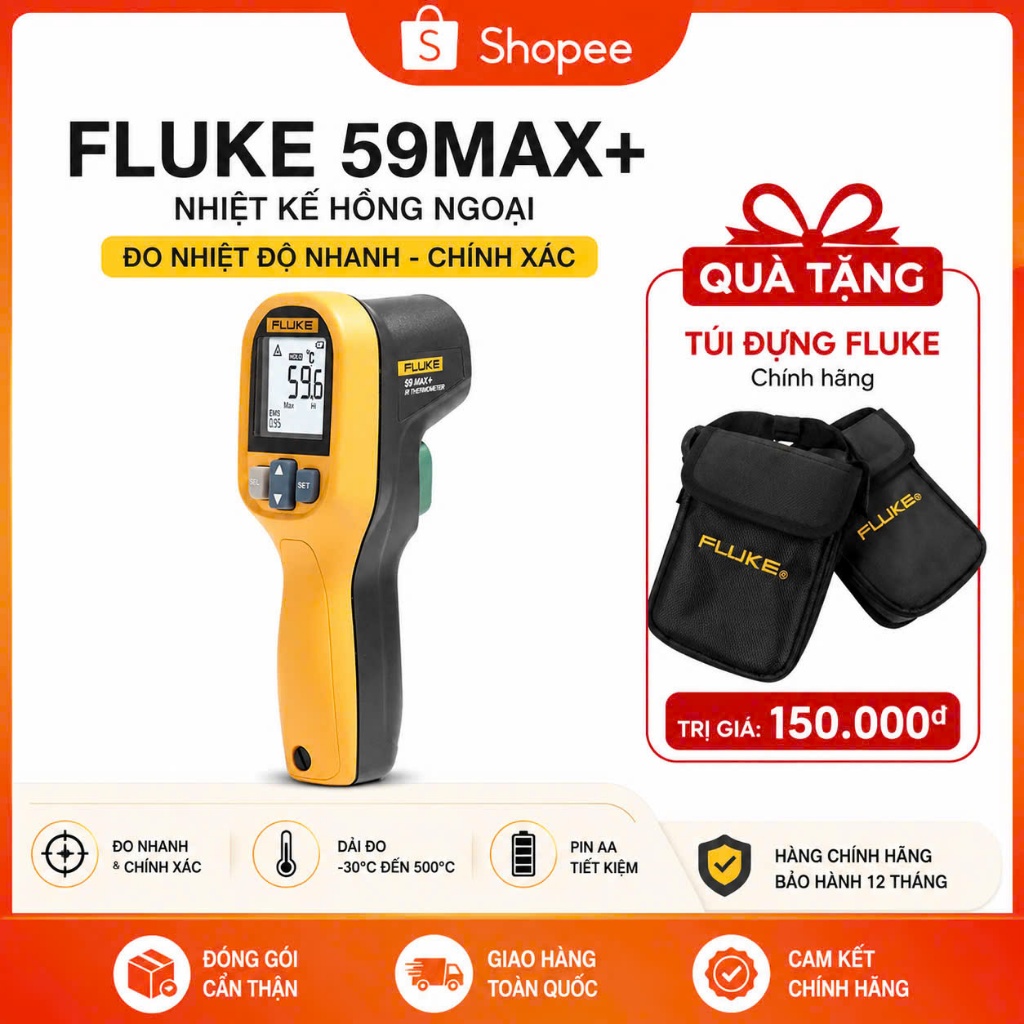 GIẢM 200K [ FLUKE 59MAX+ ]  ] Thiết bị đo nhiệt độ Fluke 59 Max+  (-30 ~ 500 °C) CHÍNH HÃNG