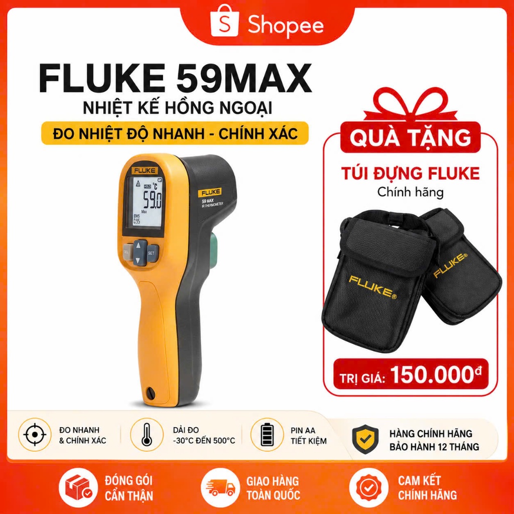 [ FLUKE 59 MAX - BH 12 THÁNG ] Dụng cụ đo nhiệt độ bằng tia hồng ngoại Fluke 59Max ( -30 °C đến 350 