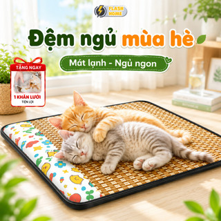 Chiếu Mây Điều Hòa Cho Thú Cưng, Đệm Làm Mát Mùa Hè Kèm Gối Thoáng Khí, Êm Ái Cho Chó Mèo HOMEFL