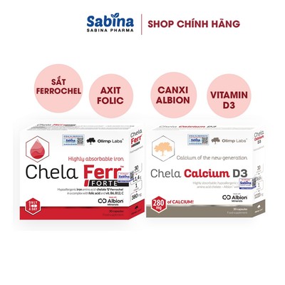 Cặp sắt Chela Ferr™ Forte và canxi Chela-Calcium D3 dạng Chelate Albion-Thực phẩm bảo vệ sức khoẻ cho bà bầu và sau sinh