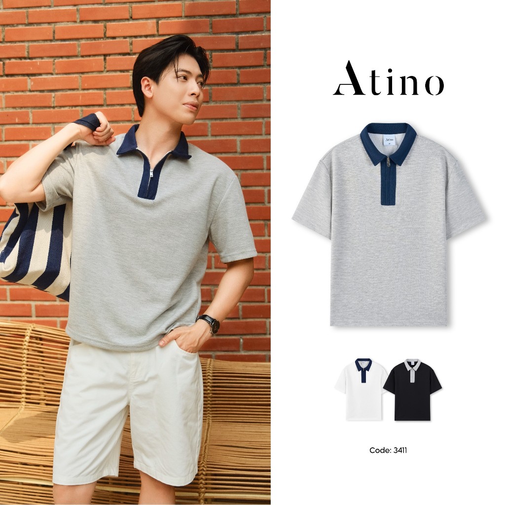 Áo Polo Nam ATINO Dáng Regular Vừa Vặn, Vải Chống Nhăn, Mềm Mại Thoáng Mát L.3.3411