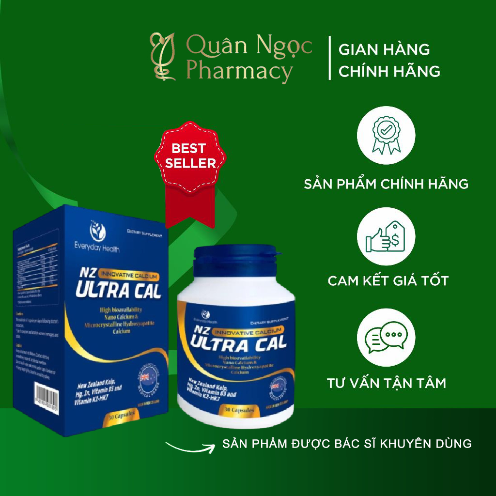 Canxi Hữu Cơ NZ-ULTRA CAL Bổ Sung Canxi Cho Bà Bầu Và Bé Giảm Nguy Cơ Thiếu Canxi Tăng Sức Khỏe Xươn