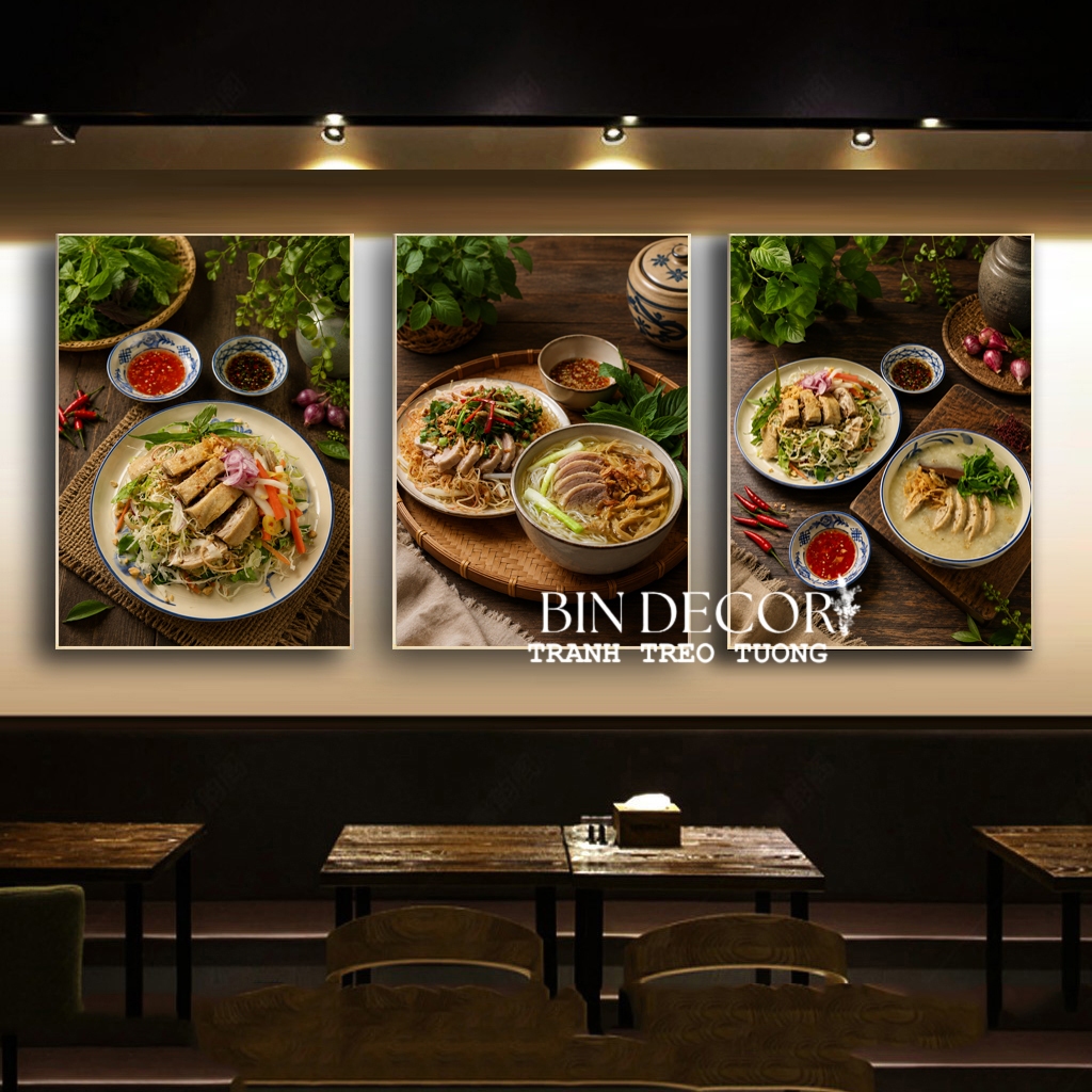 Tranh treo tường bún măng vịt, cháo vịt, gỏi vịt trang trí decor quán ăn nhà hàng