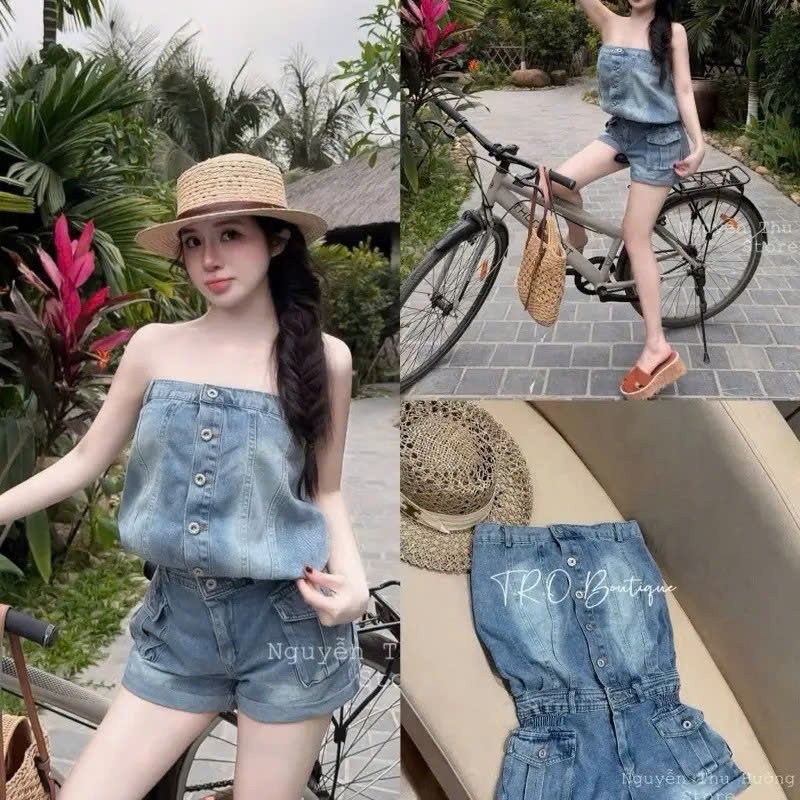 Jump Jean Nữ, Jump Cúp Ngực Dáng Short Hack Dáng Siêu Xinh
