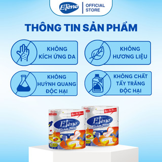 Giấy Lau Bếp Thấm Dầu Đa Năng Elene Tiện Lợi, Đa Năng, Tiết Kiệm - Túi 2 cuộn, 2 lớp, dài 30M
