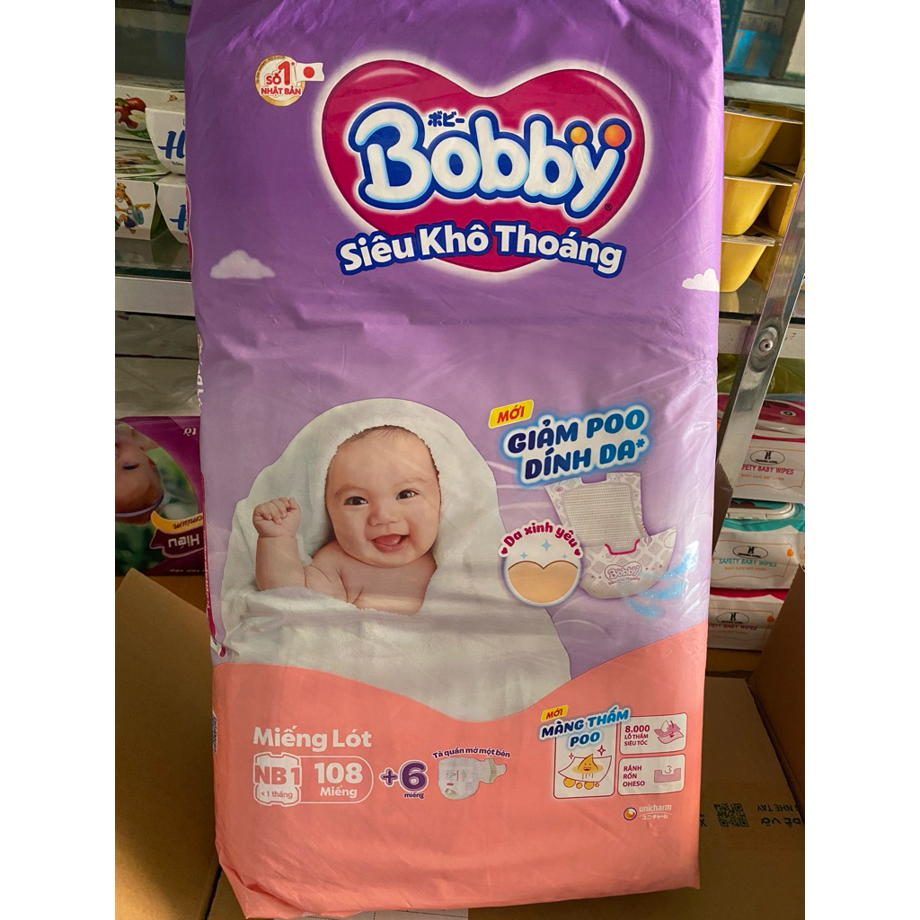 Miếng lót sơ sinh Bobby NB1 108 miếng ( Bé dưới 1 tháng)