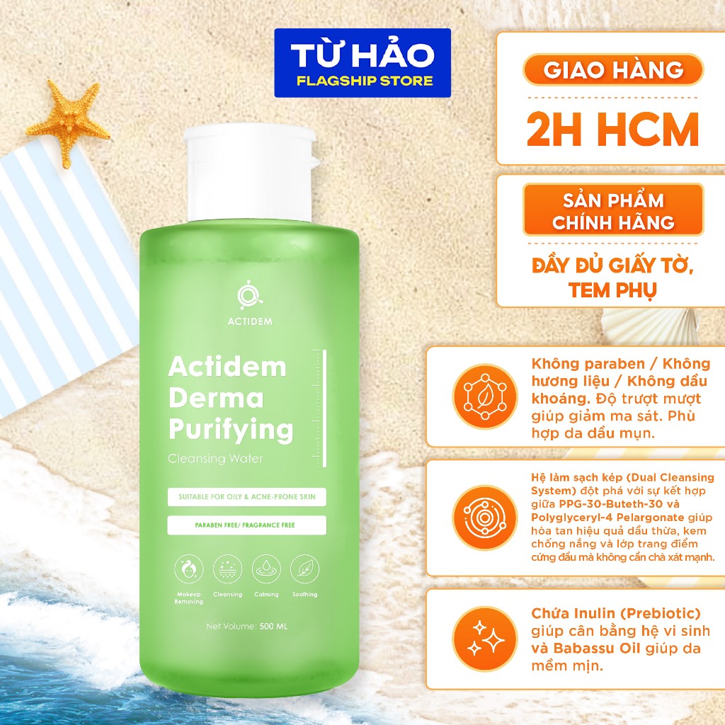 Nước Tẩy Trang Dành Cho Da Dầu Mụn Actidem Derma Purifying Cleasing Water 500ml