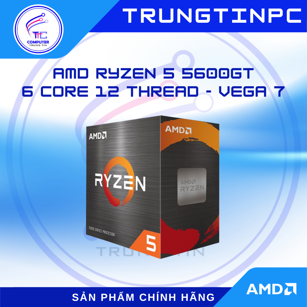 CPU AMD Ryzen 5 5600GT (6 nhân 12 luồng,  Up to 4.6GHz, Vega 7, AM4) - Chính hãng, BH 36T