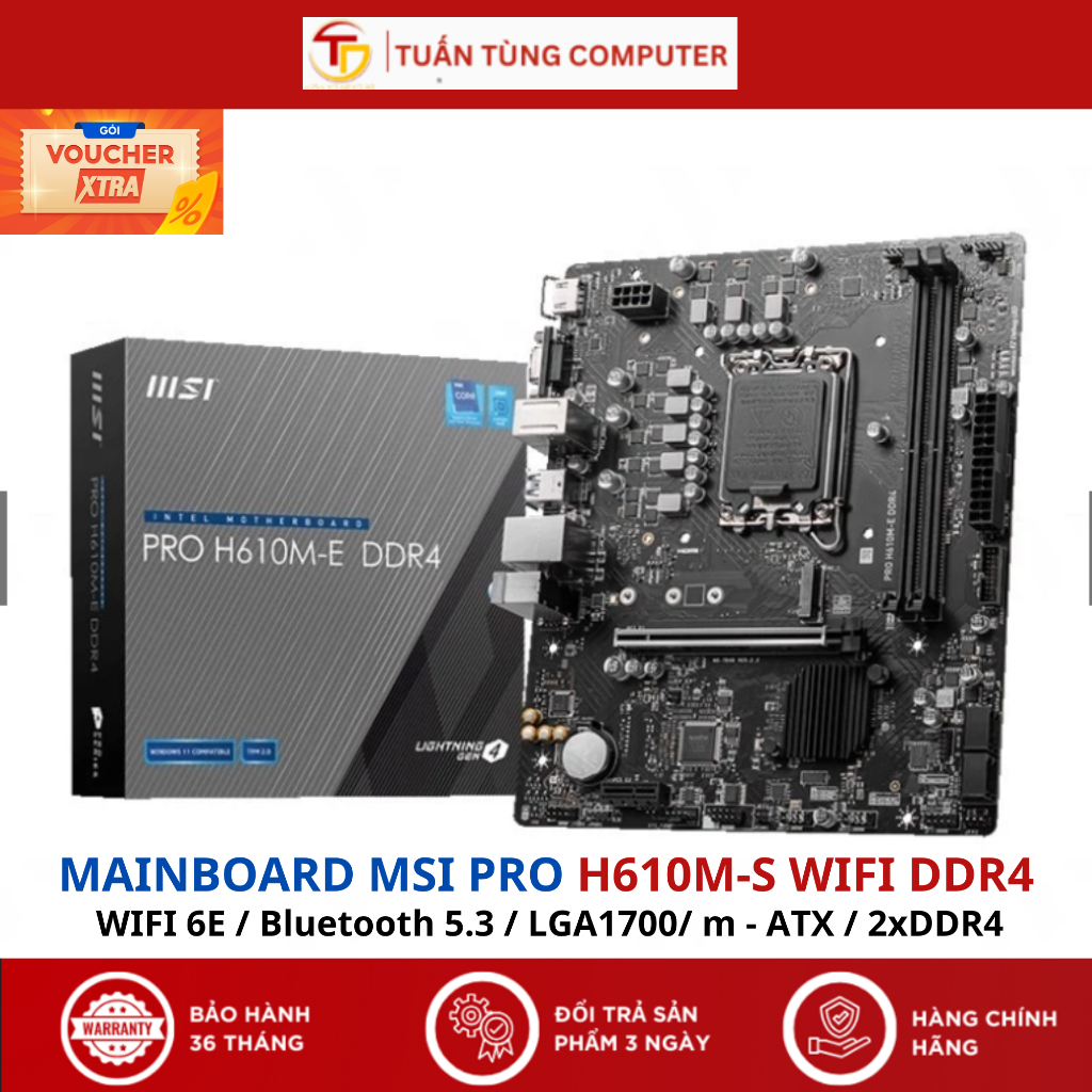 Mainboard MSI H610 DDR4 Socket 1700 – Main H610 NK Hàn Quốc Hỗ Trợ Intel Gen 12/13 - BH 36 THÁNG