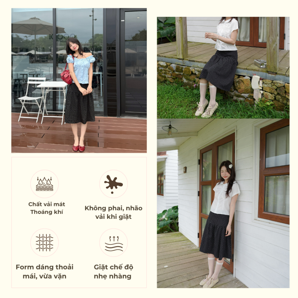 Chân váy chéo chấm bi kiểu Nhật, Chân váy Sumi Skirt kaki kiểu Nhật - 29feb.closet - CV77 | BigBuy360 - bigbuy360.vn