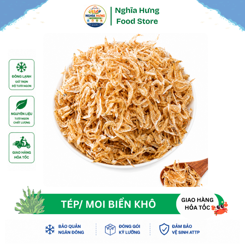 Tép Moi Biển Khô Tự Nhiên 500g – Tôm, Moi Khô Thơm Ngọt, Rim Mắm, Rang, Nấu Canh Siêu Ngon