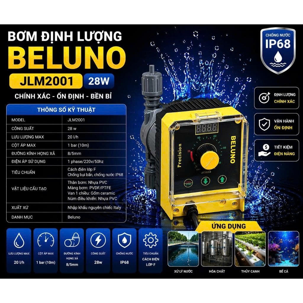 Bơm Định Lượng BELUNO 28W IP68 – JLM1003 / JLM1502 / JLM2001
