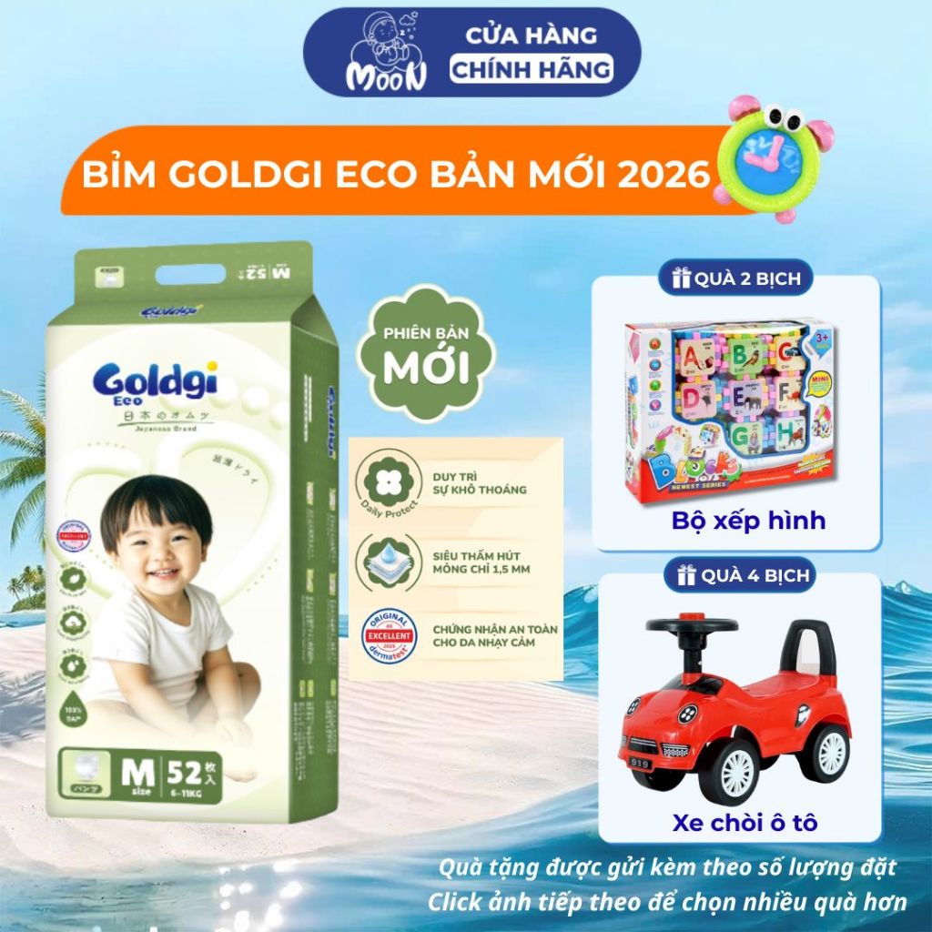 [Goldgi Eco Cải Tiến 2026] Tã Bỉm Goldgi Eco Cải Tiến Mới Nhất 2026 Siêu Mỏng Nhẹ Dành Cho Bé - Moon