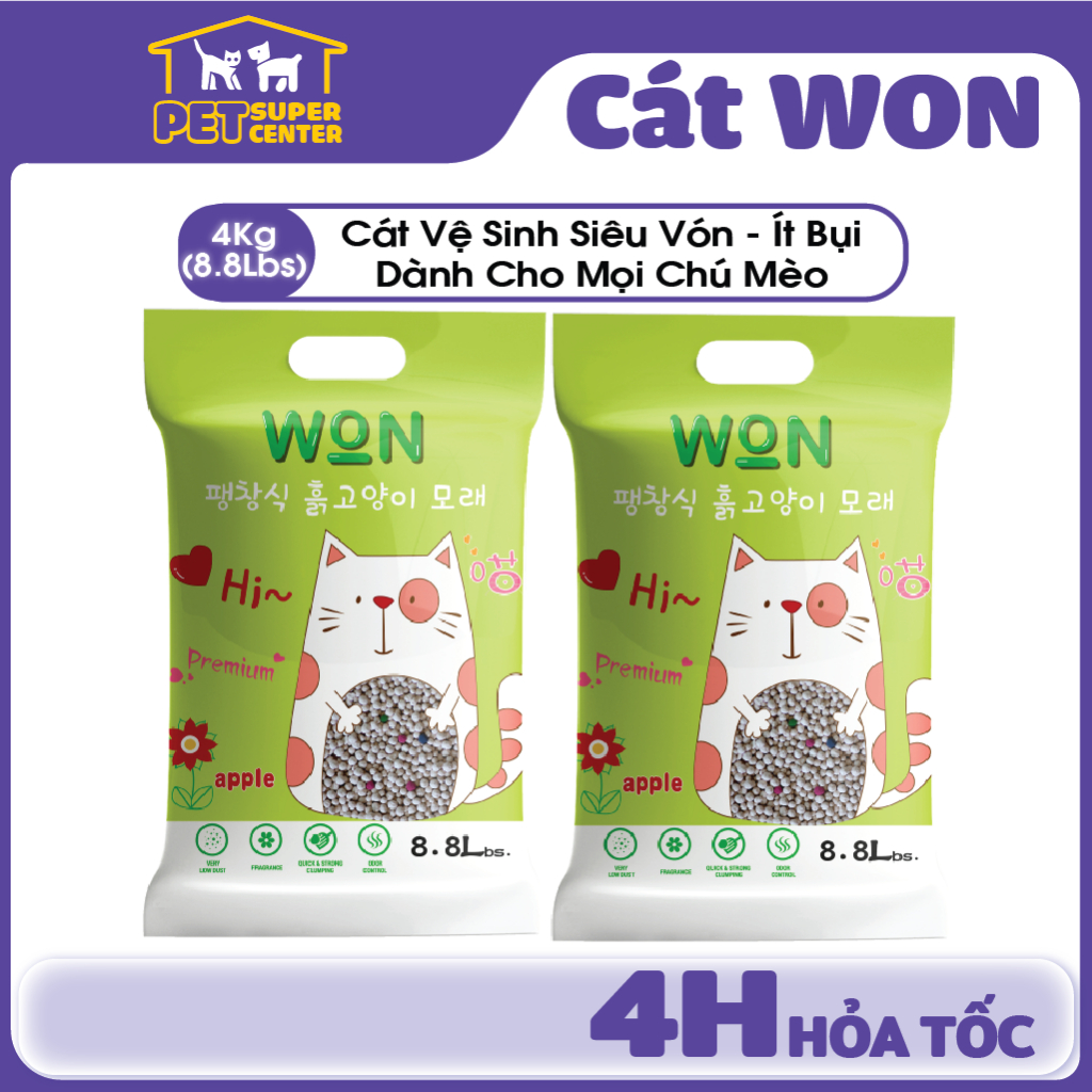 [COMBO 2 Gói Cát WON] Cát Vệ Sinh Siêu Vón - Ít Bụi Dành Cho Mèo Đi Vệ Sinh