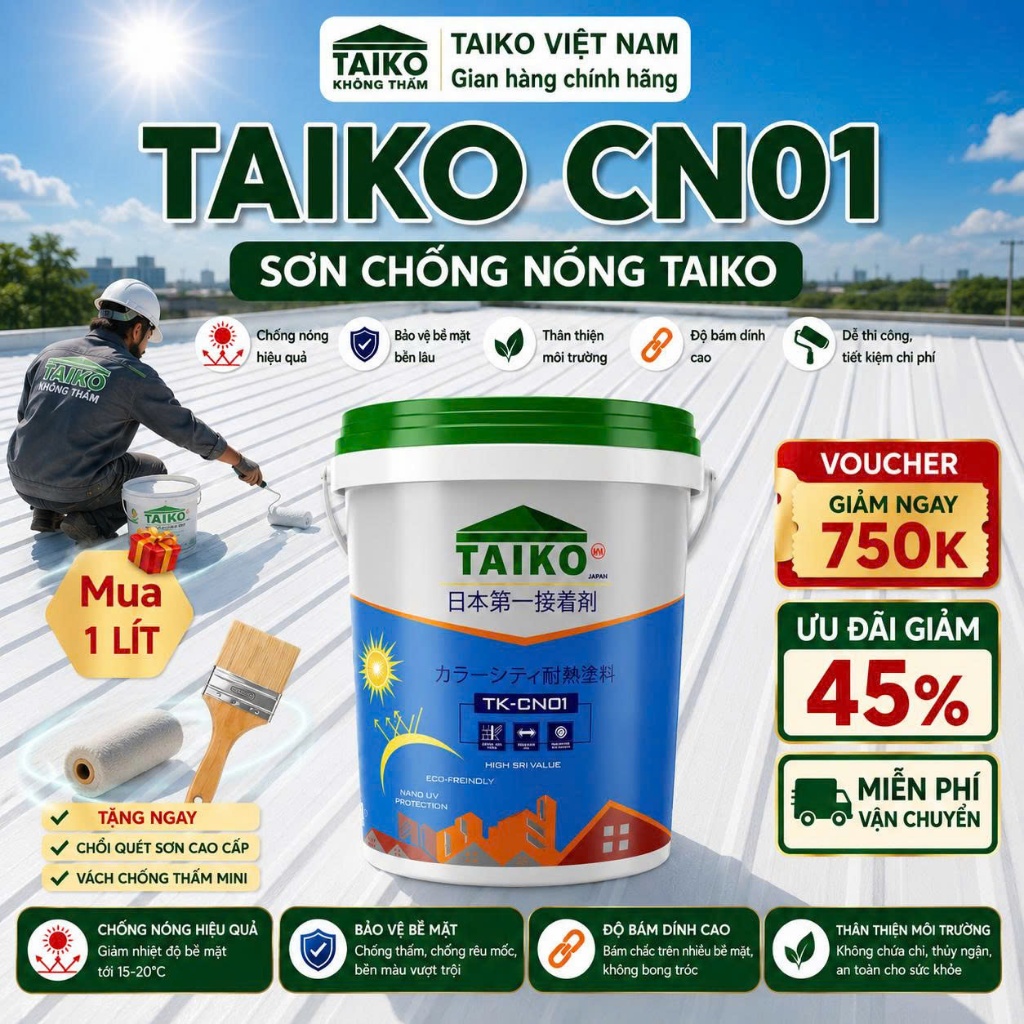 [10L-18L] Sơn Chống Nóng Chống Thấm Chống Han Rỉ TAIKO CN01