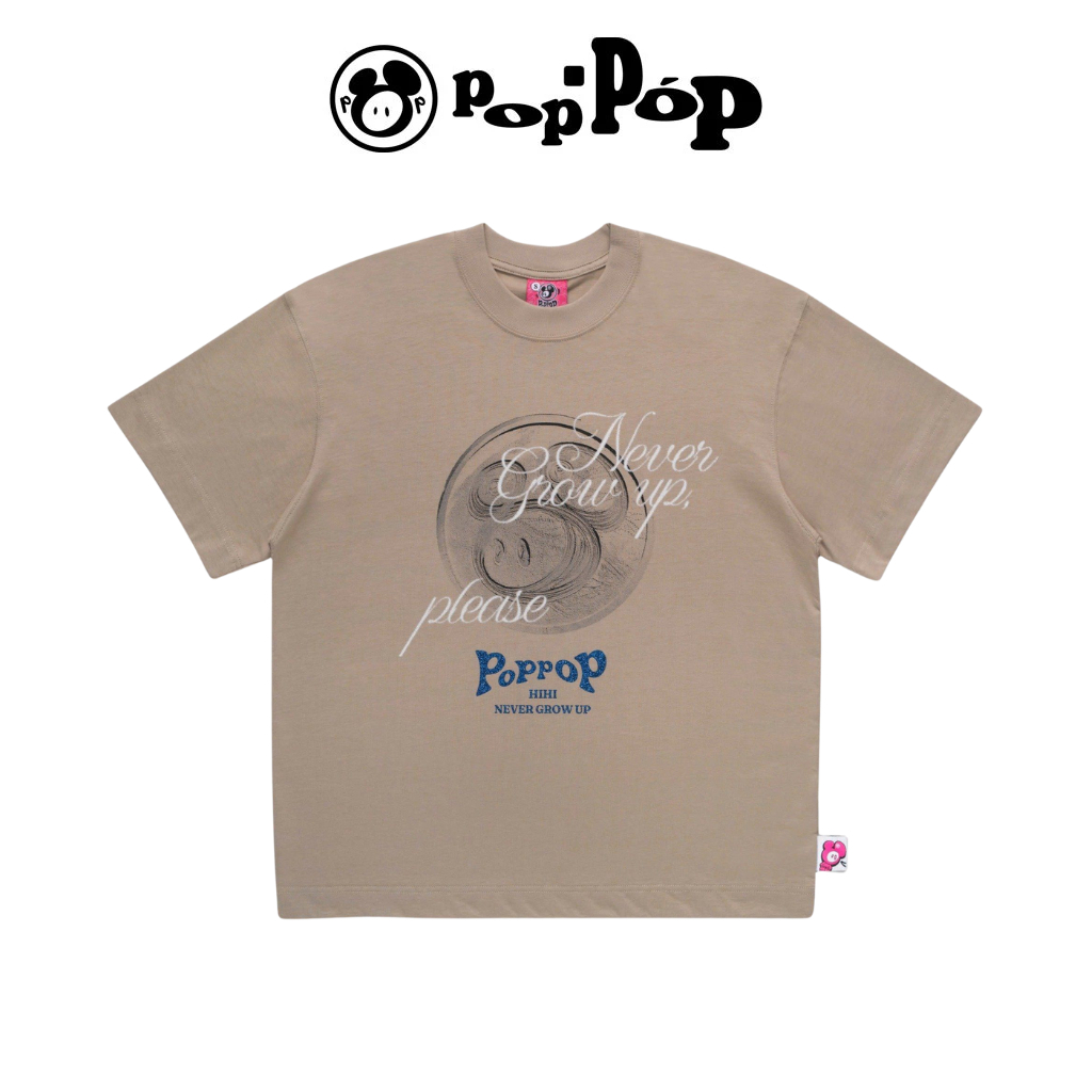 POPPOP Áo Thun Poppop Hihi Poppop Mascot PP Sand Boxy T-shirt Vải 100% Cotton Form Oversize Unisex /