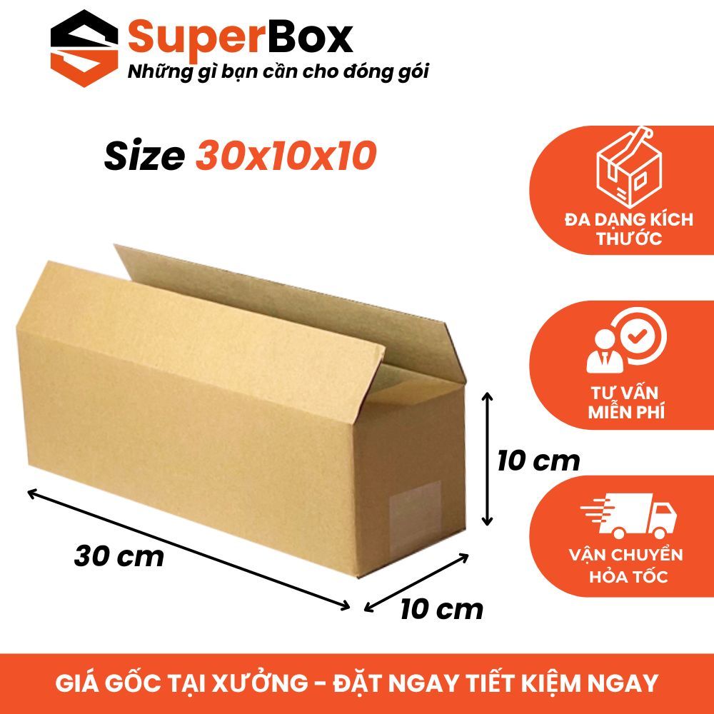 30x10x10 Combo 100 hộp carton đóng hàng Super Box hộp thùng carton giá rẻ