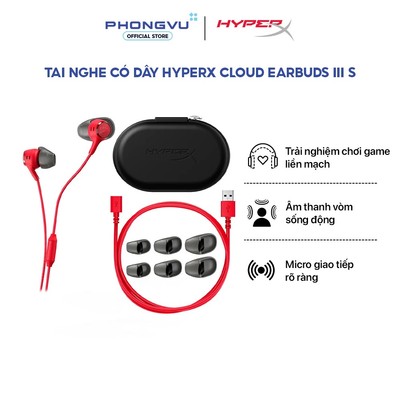 Tai nghe có dây HyperX Cloud Earbuds III S - USB Type-C, Âm thanh vòm, Có Mic - Bảo hành 24 tháng