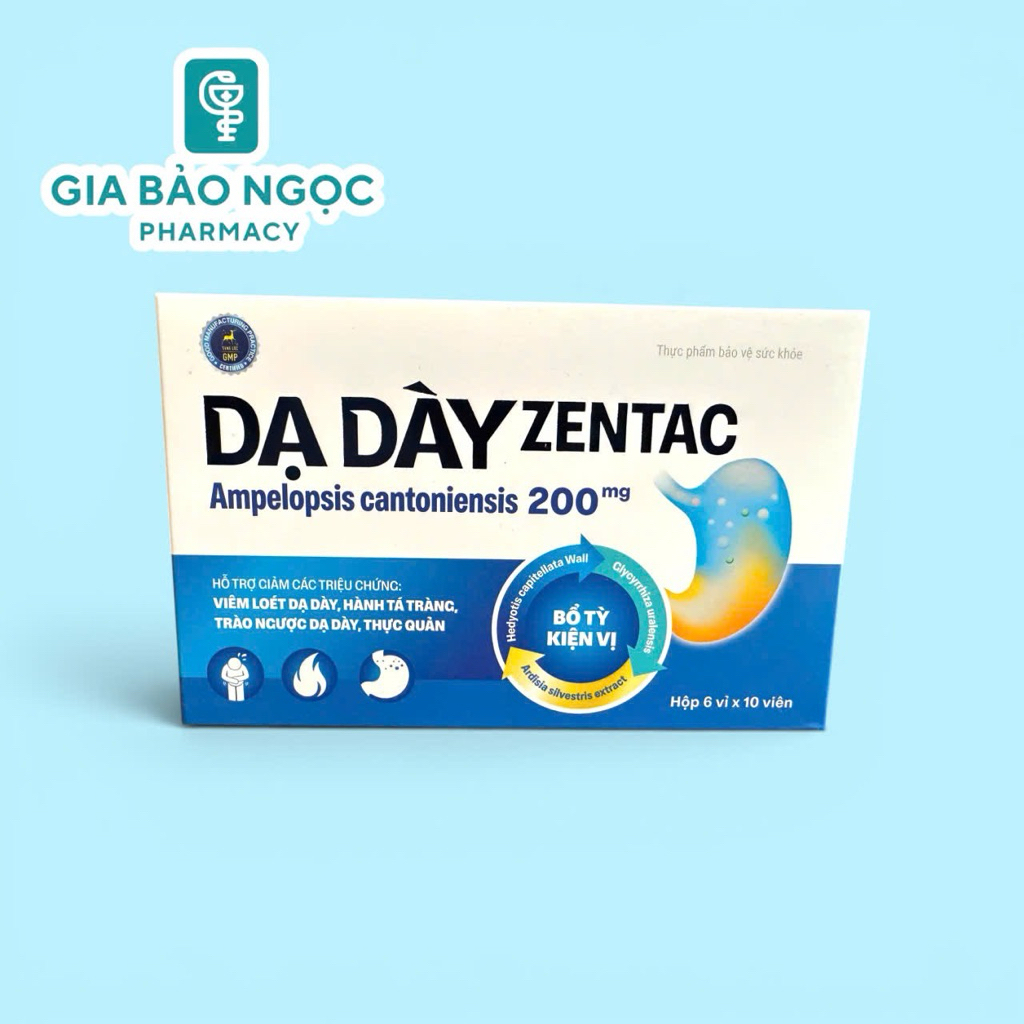 Dạ Dày ZENTAC hỗ trợ giảm viêm loét,hành tá tràng,trào ngược thực quản(Hộp 60viên)