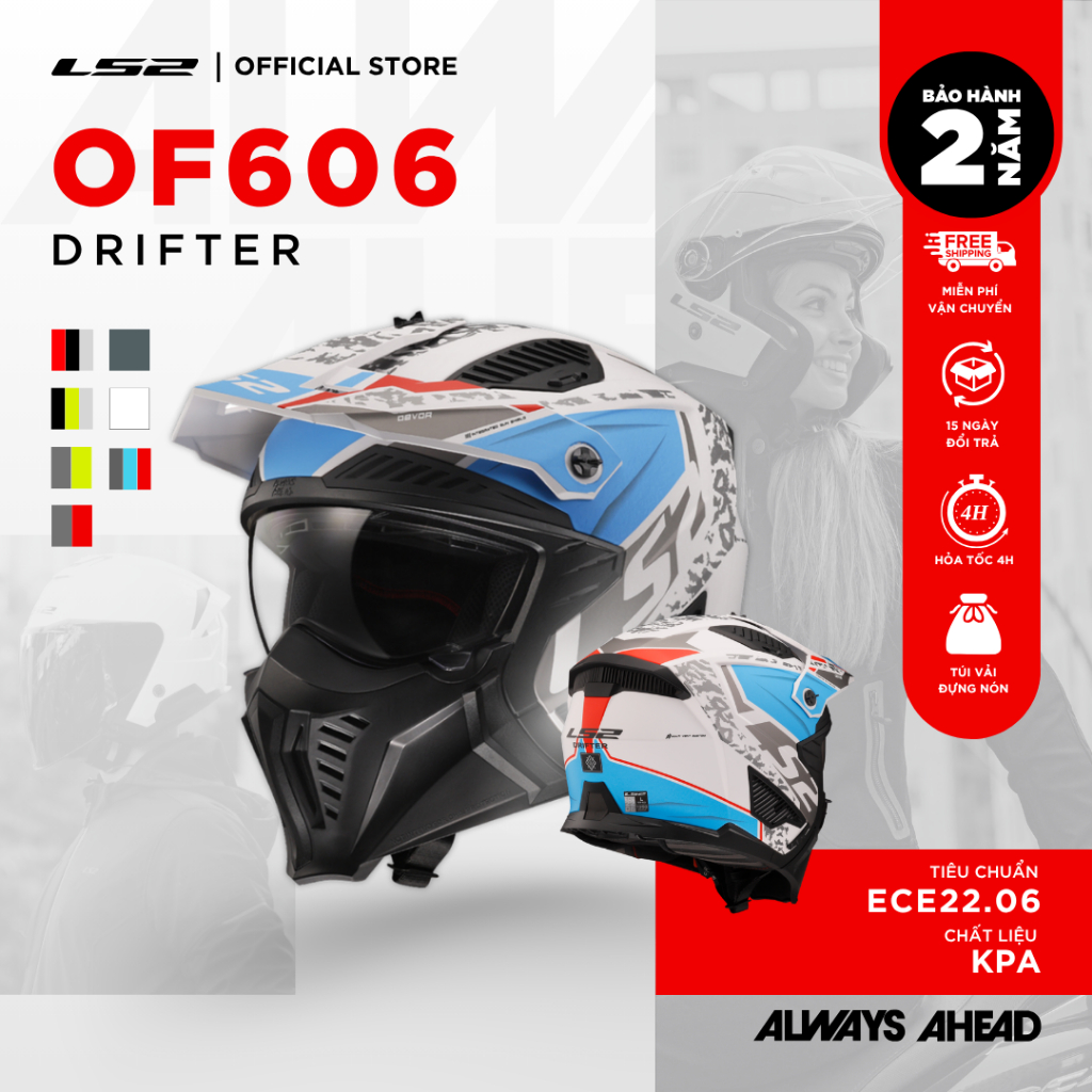 Mũ Bảo Hiểm 3/4 Đa Năng LS2 OF606 Drifter Helmet – Cá Tính, Linh Hoạt Cho Biker