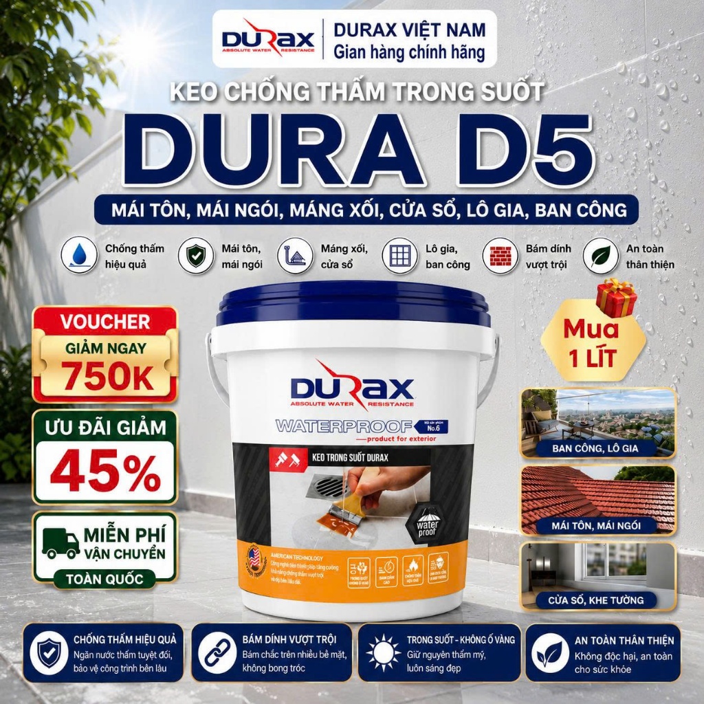 Keo Chống Thấm DURA Trong Suốt - Chống Thấm Sàn Mái, Mái Ngói, Máng Xối, Tường…