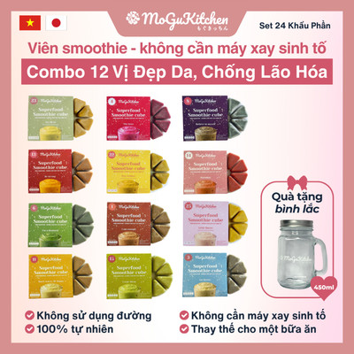 Combo 12 Vị Đẹp Da, Chống Lão Hóa- [Set 24 Khẩu Phần] Viên Sinh Tố Cấp Đông MoGuKitchen